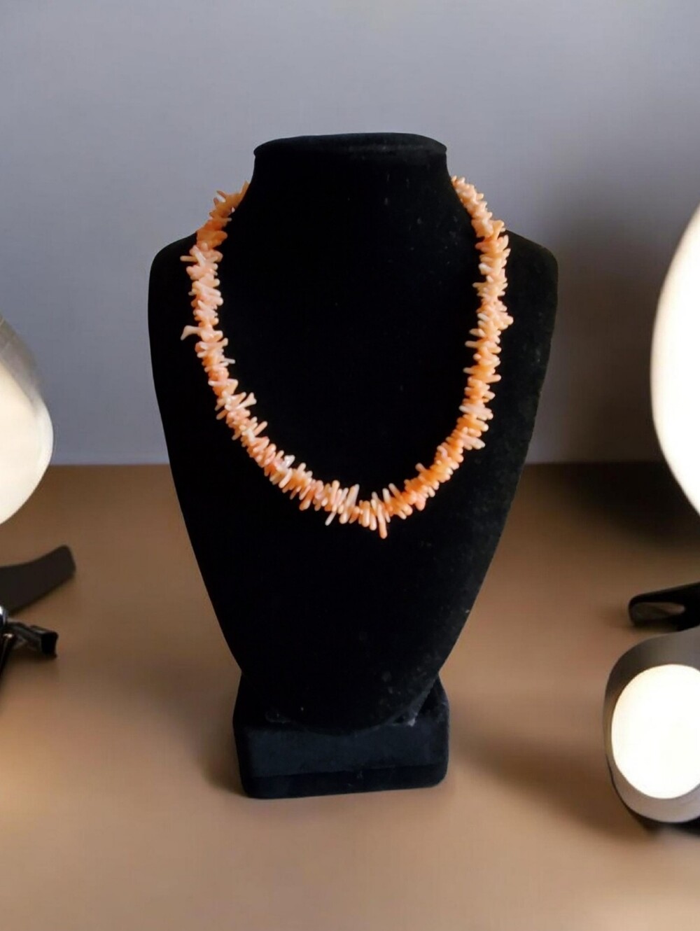 Vtg./Antique Natural Angel Skin Coral  Branch Necklace